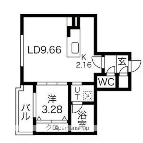 グランココオオエ(1LDK/4階)の間取り写真