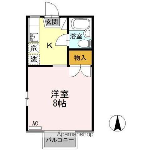 第2メールブルー(1K/2階)の間取り写真