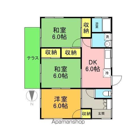 甘木鉄道 大板井駅 徒歩6分 1階建 築36年(3DK)の間取り写真