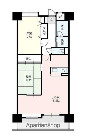 サバーブ比恵(2LDK/5階)の間取り写真