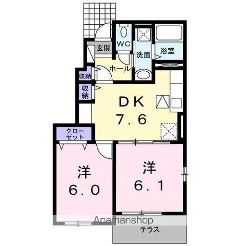 グレーシアB(2DK/1階)の間取り写真