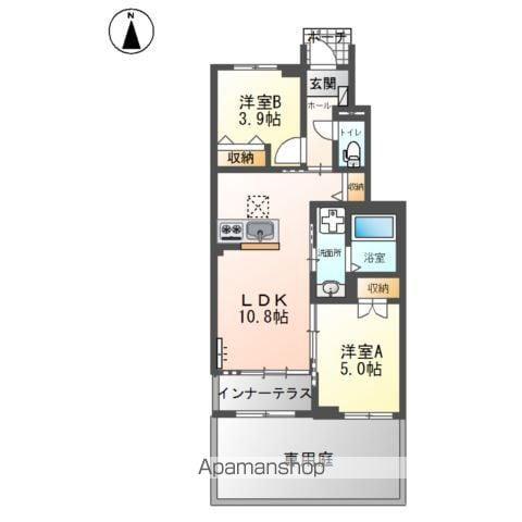 葛城市南道穂アパート(2LDK/1階)の間取り写真