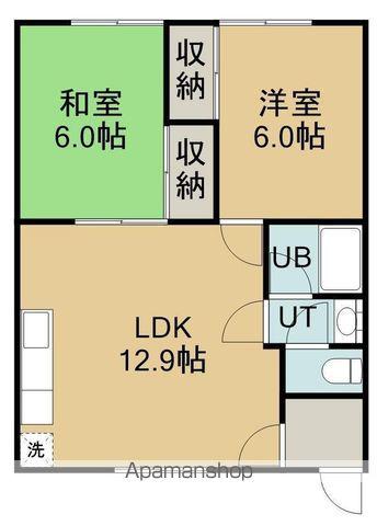 サニーハイツ 1(2LDK/1階)の間取り写真