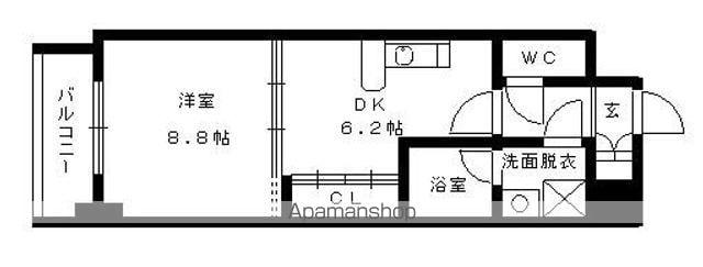 アクアアルファ(1DK/2階)の間取り写真
