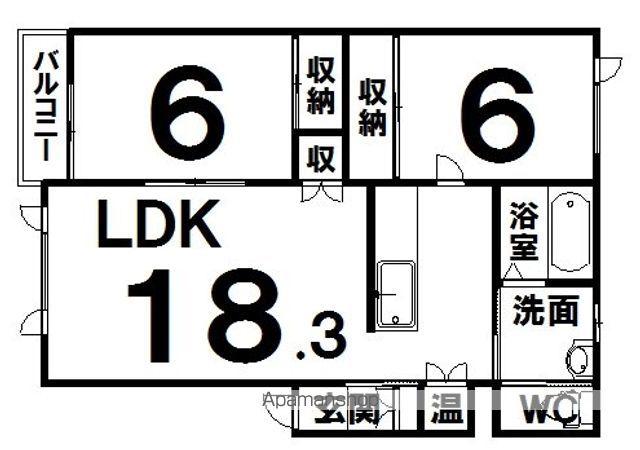 TOWN西23南1 CLOVER C(2LDK/2階)の間取り写真