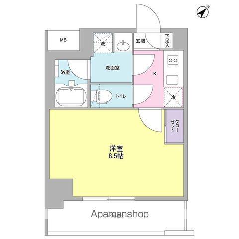 プラース千代田富士見(1K/4階)の間取り写真