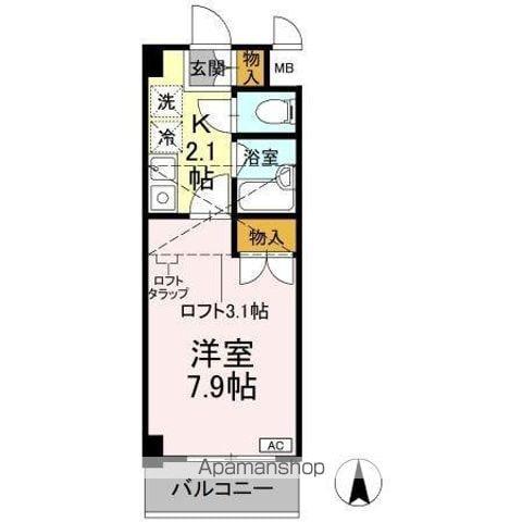 ヴァンテアン清水(1K/4階)の間取り写真
