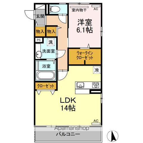 A&M朝生田 B棟(1LDK/2階)の間取り写真