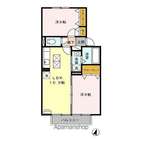 リバティーベル I/II(2LDK/1階)の間取り写真