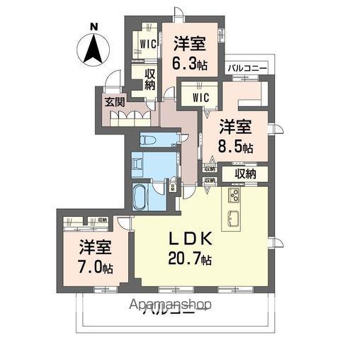シャーメゾン フローラ(3LDK/3階)の間取り写真