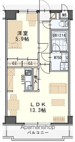 パルテノン新田東(1LDK/6階)の間取り写真