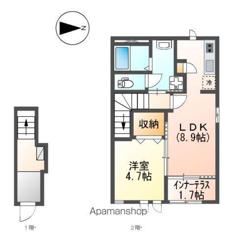 パルティール朝日ヶ丘(1LDK/2階)の間取り写真