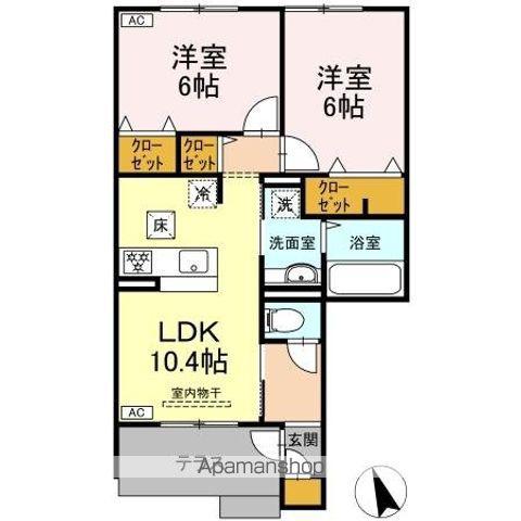 HANABUSA1(2LDK/1階)の間取り写真