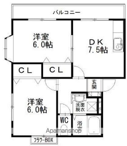 フラワーハイツ(2DK/1階)の間取り写真