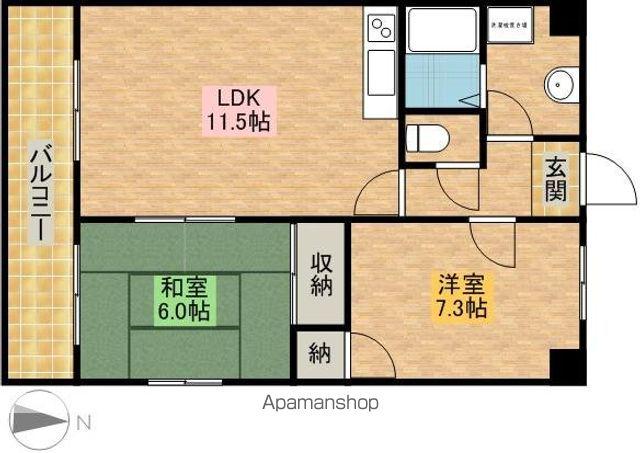 ヴィーブルオガイ(2LDK/2階)の間取り写真