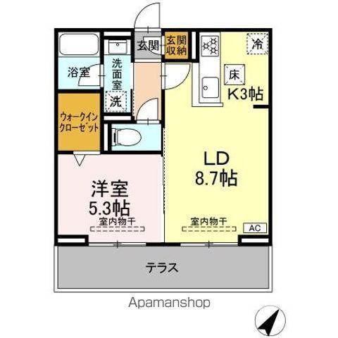 セレーナ東静岡(1LDK/1階)の間取り写真