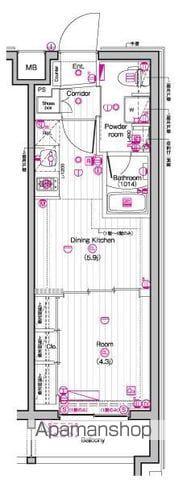 THE PREMIUM CUBE G 東中野(1DK/4階)の間取り写真