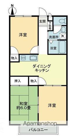フォブール大井A(3DK/2階)の間取り写真