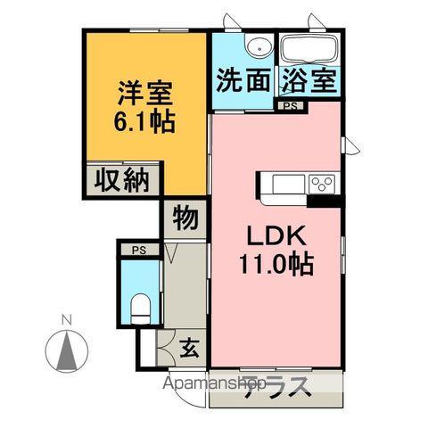 ソレイユYAMAGO(1LDK/1階)の間取り写真