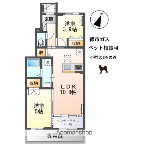 稲沢市小沢アパート(2LDK/1階)の間取り写真