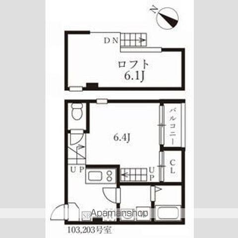 ハーモニーテラス烏森町(1K/2階)の間取り写真