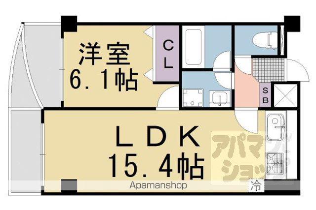 デ・リード河原町(1LDK/9階)の間取り写真