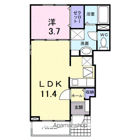 ベルボニートB(1LDK/1階)の間取り写真