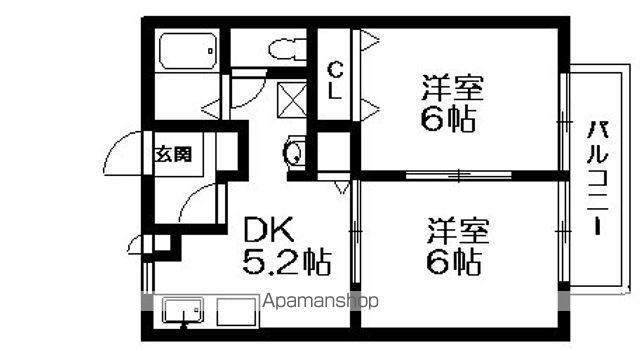 アヴァンス(2DK/1階)の間取り写真