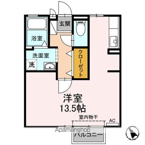 アヴェニュー小松寺A(ワンルーム/1階)の間取り写真