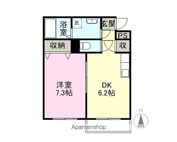 ツインズ前平Ⅱ(1DK/2階)の間取り写真