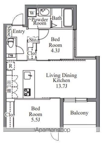 GRAN PASEO西麻布(2LDK/3階)の間取り写真