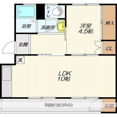 山本ビル(1LDK/4階)の間取り写真