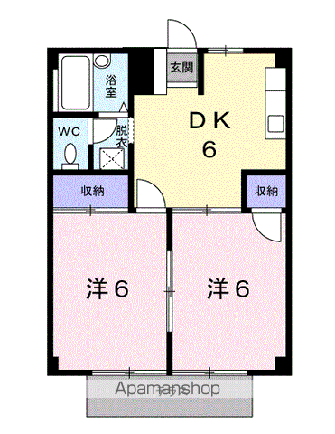 イスタナA(2DK/1階)の間取り写真