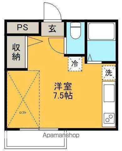 パークピア若葉(ワンルーム/2階)の間取り写真