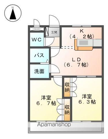 フィールドハイツM(2LDK/2階)の間取り写真