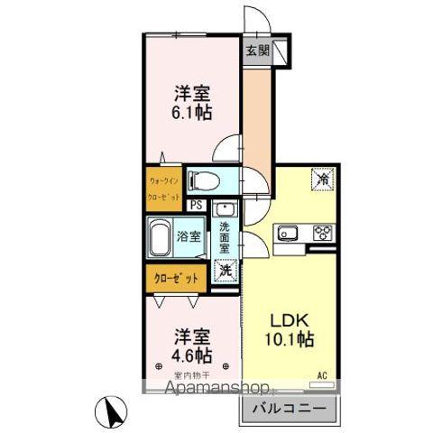 ベルセジュールK(2LDK/1階)の間取り写真