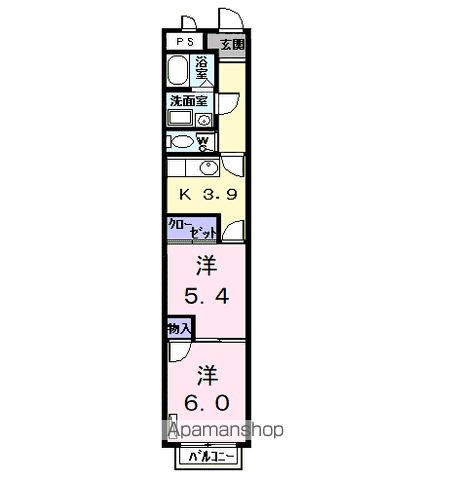ローバスト(2K/1階)の間取り写真