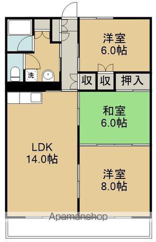 マンション二枚橋(3LDK/4階)の間取り写真