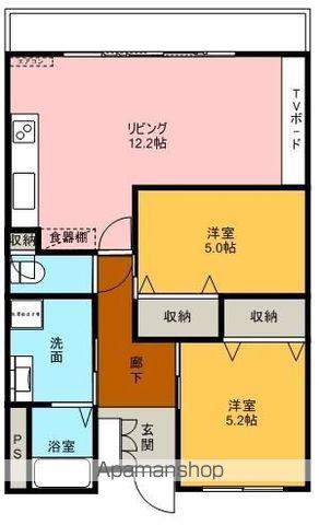 Iマンション2(2LDK/3階)の間取り写真