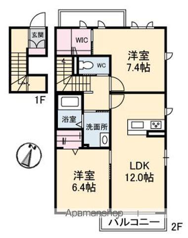クオリスタ K(2LDK/2階)の間取り写真