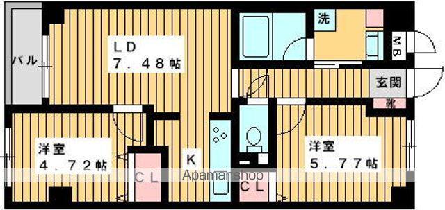 メゾンドゼフィールⅢ(2LDK/3階)の間取り写真