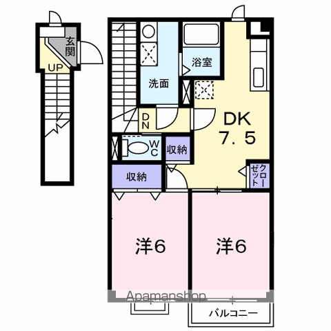 モルティカミジマ(2DK/2階)の間取り写真