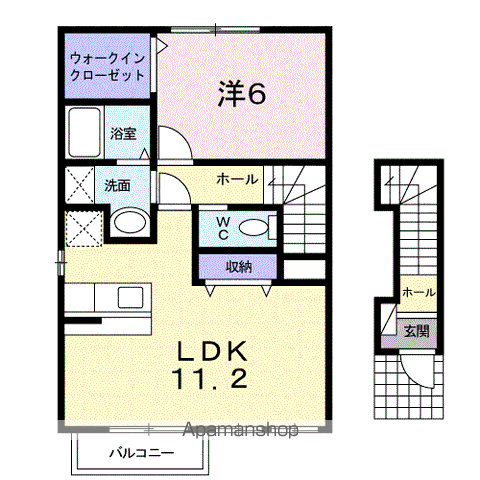 ジュネス本郷(1LDK/2階)の間取り写真