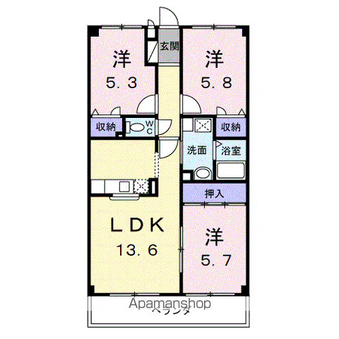 ヴィラアネックス(3LDK/1階)の間取り写真