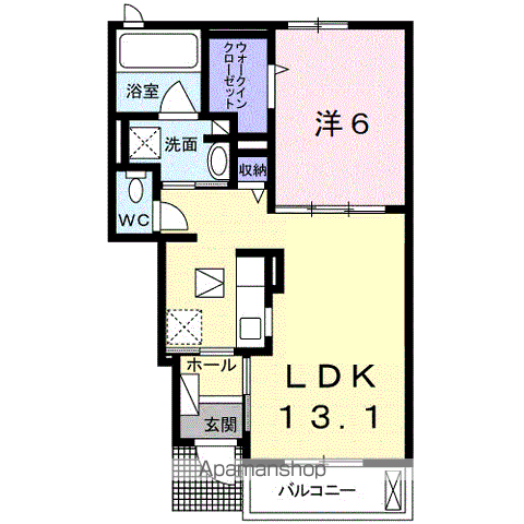 シエン ノワール(1LDK/1階)の間取り写真