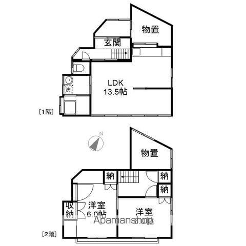 山形県鶴岡市 2階建 築46年(2LDK)の間取り写真