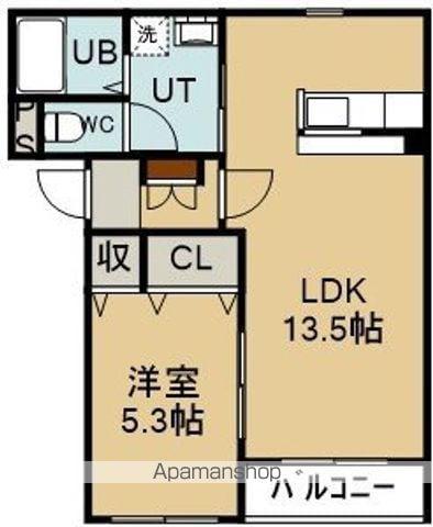 プロージェ亀田港(1LDK/4階)の間取り写真