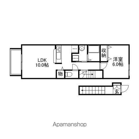 ソレイユ(1LDK/2階)の間取り写真