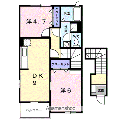 ラ・フェスタC(2LDK/2階)の間取り写真