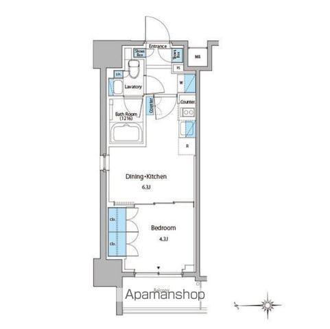 ルフォンプログレ門前仲町マークス(1DK/2階)の間取り写真